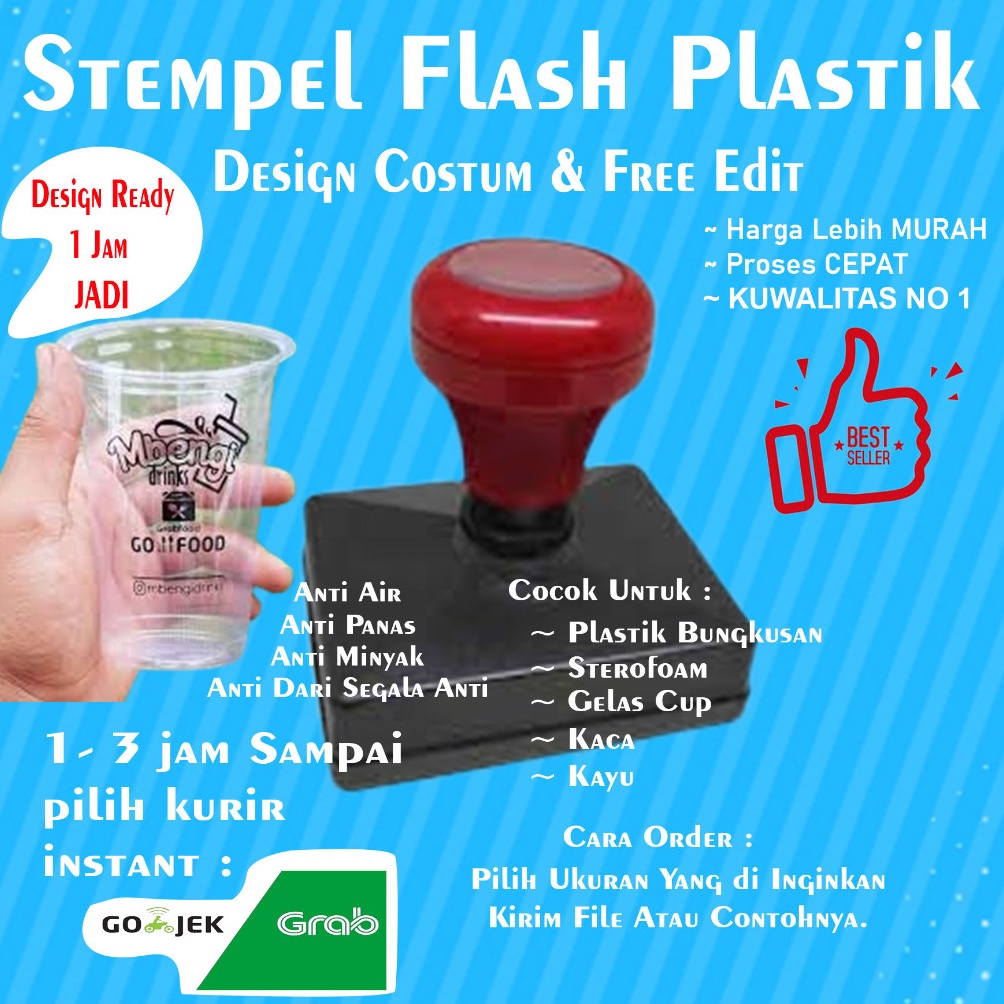 

Stempel Plastik Gelas Cup mika Kaca Kayu Bonus tinta refil 5ml ART G5R9
