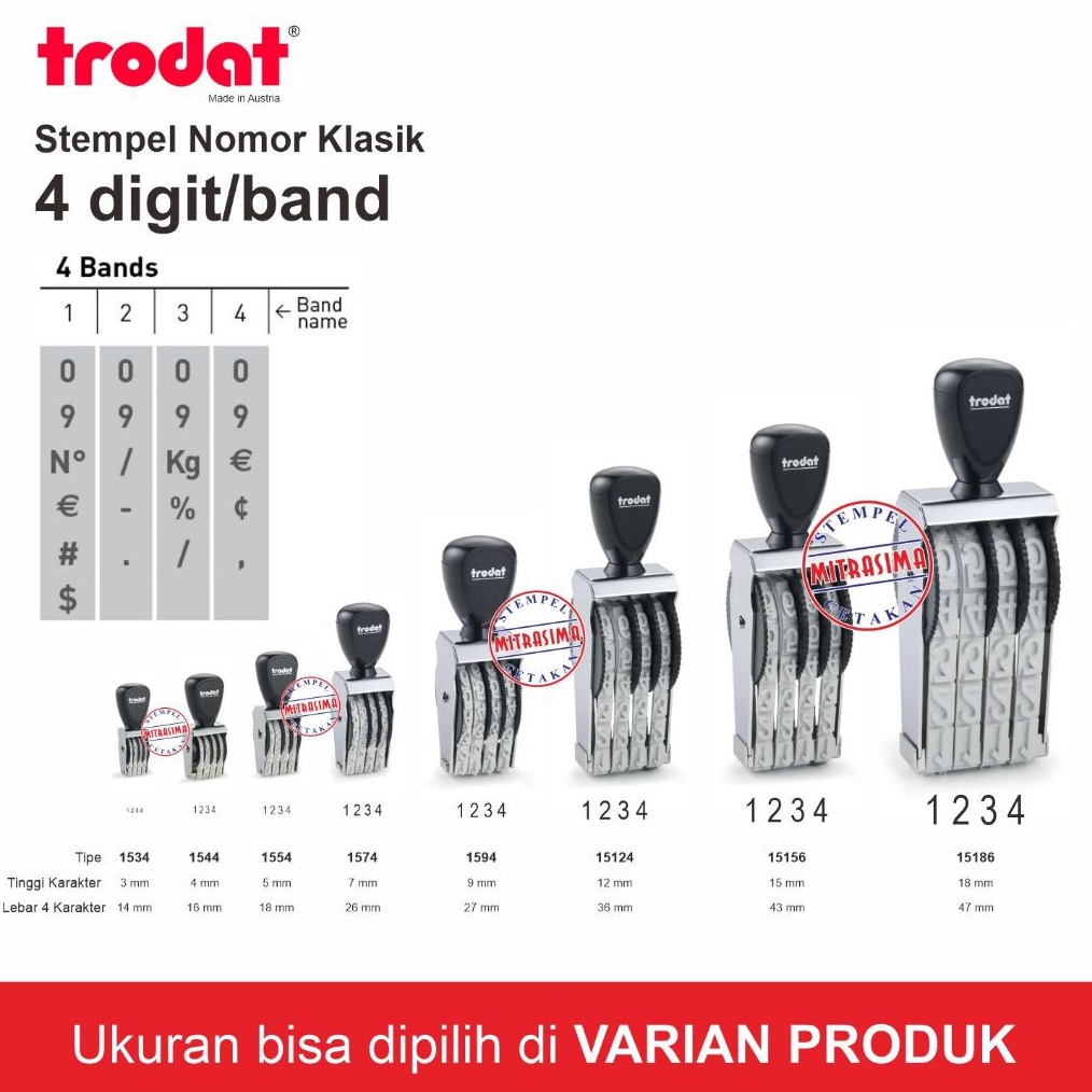 

Stempel klasik nomor merk Trodat 4 digit ART W1L5