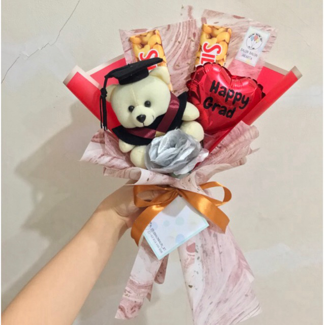 

balonbalonjkt - buket coklat / buket bear / buket kecil / buket graduation coklat bear / buket wisuda coklat bear / buket konser / buket pentas