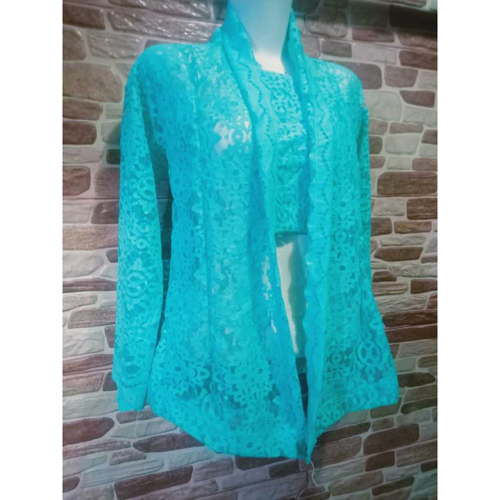 ATASAN KEBAYA BROKAT TILE/PAKAIAN WANITA KEBAYA JAMAN DULU TANPA PURING TANPA KANCING LENGAN PANJANG