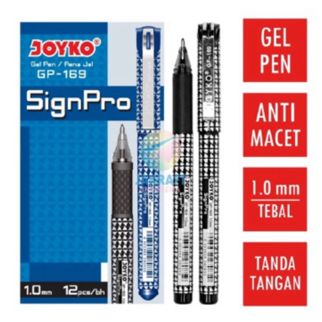 

( 1 Pcs ) Pulpen Gel Pen Tanda Tangan JOYKO GP-169 Signpro Hitam Biru / Black Blue Tebal 1.0 mm Sign Pro for Signature