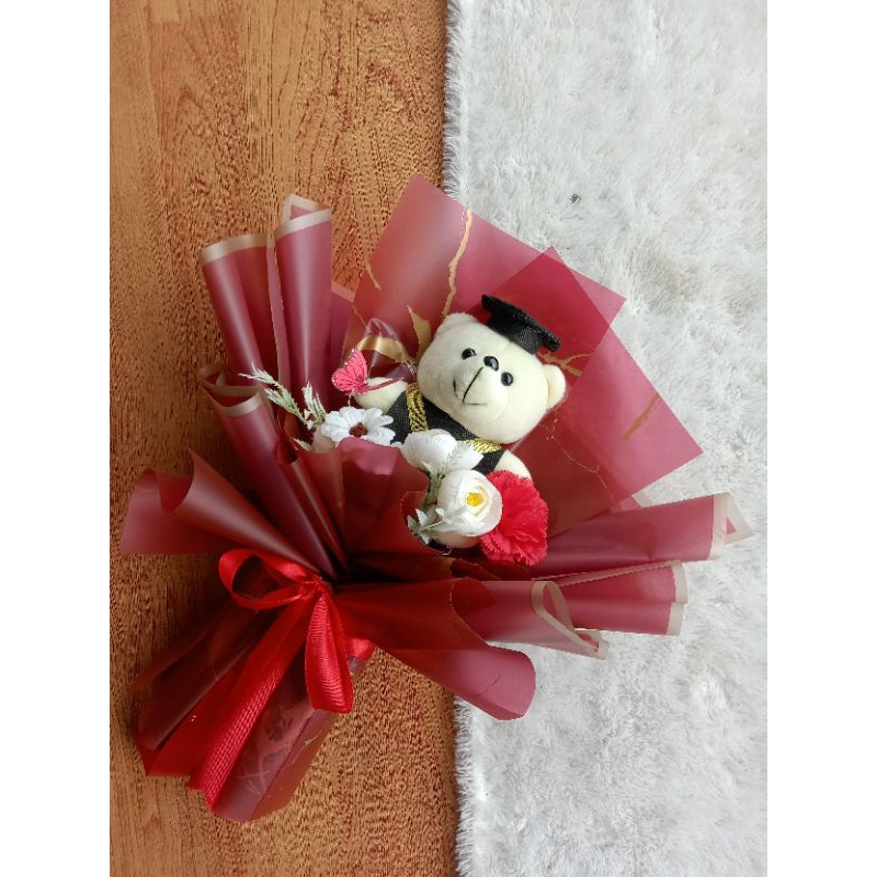 Buket boneka wisuda dan bunga ukuran besar