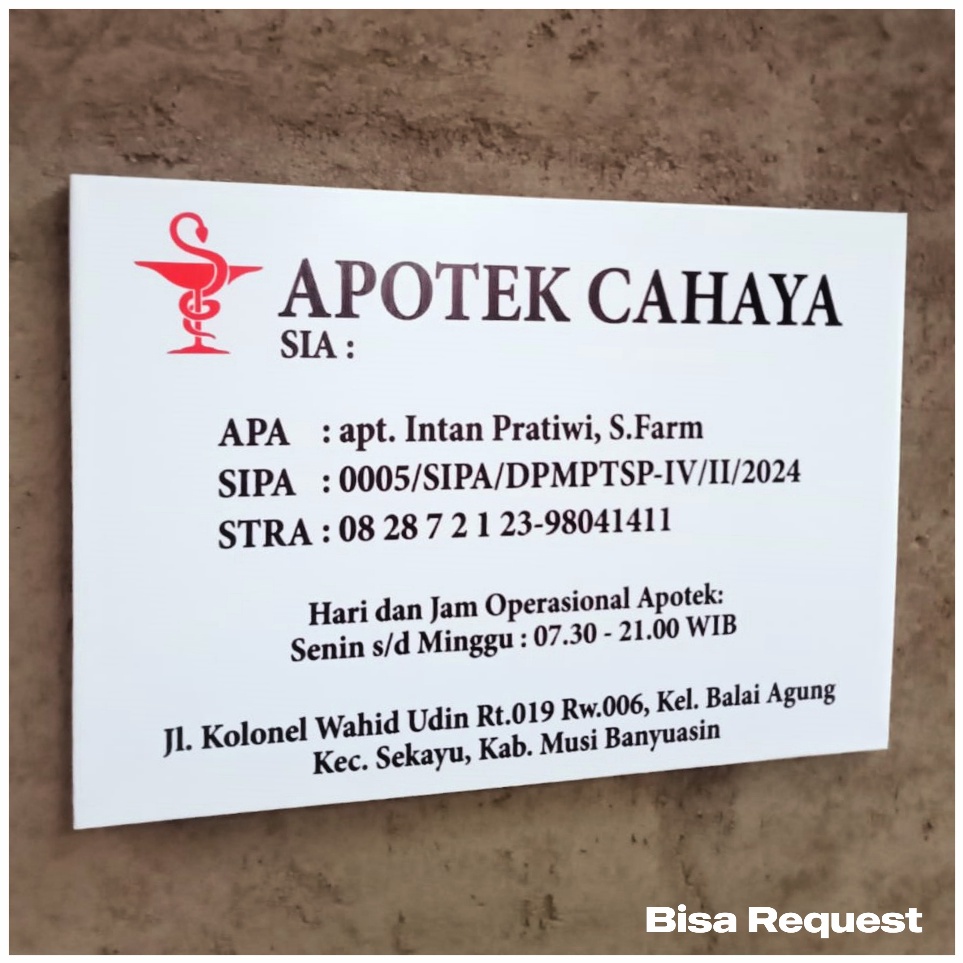 

Papan Nama Plang Apotek Apoteker 8 x 6 cm ART W3A9