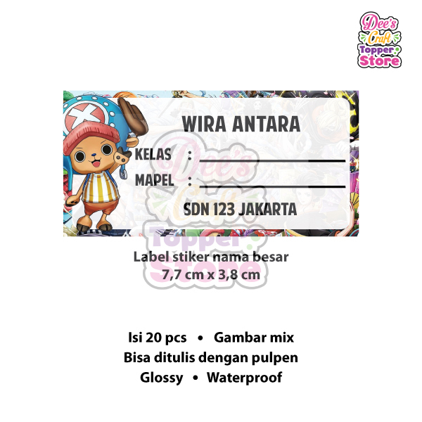 

Label Stiker Glossy Waterproof Mata Pelajaran One Piece