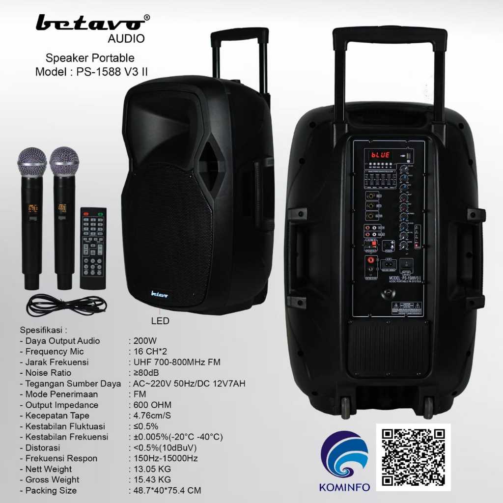 Speaker Portable BETAVO PS-1588 V3 II 15 Inch