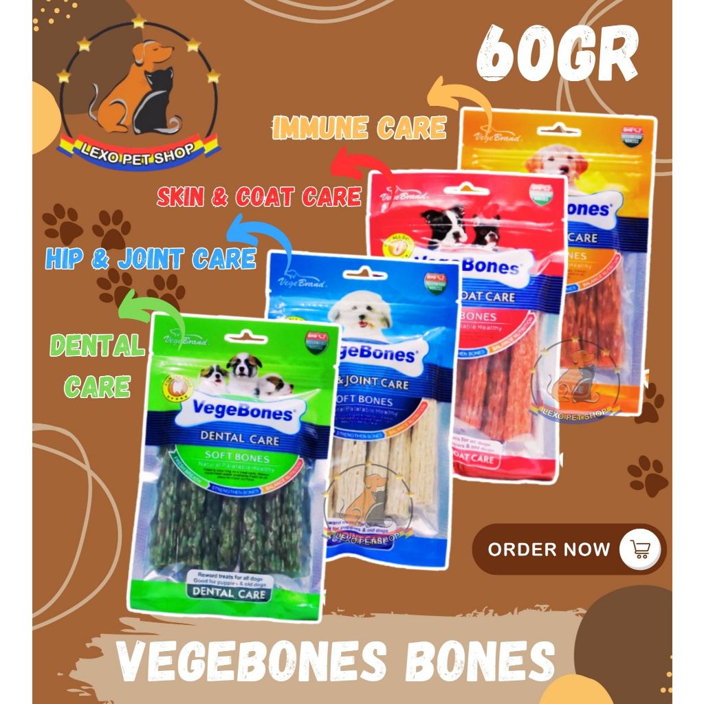 VEGEBONES PUFFY MEATY Dog Snack 60gr Treats Pembersih Gigi Treat Murah Kering Pembersih Karang Gigi 
