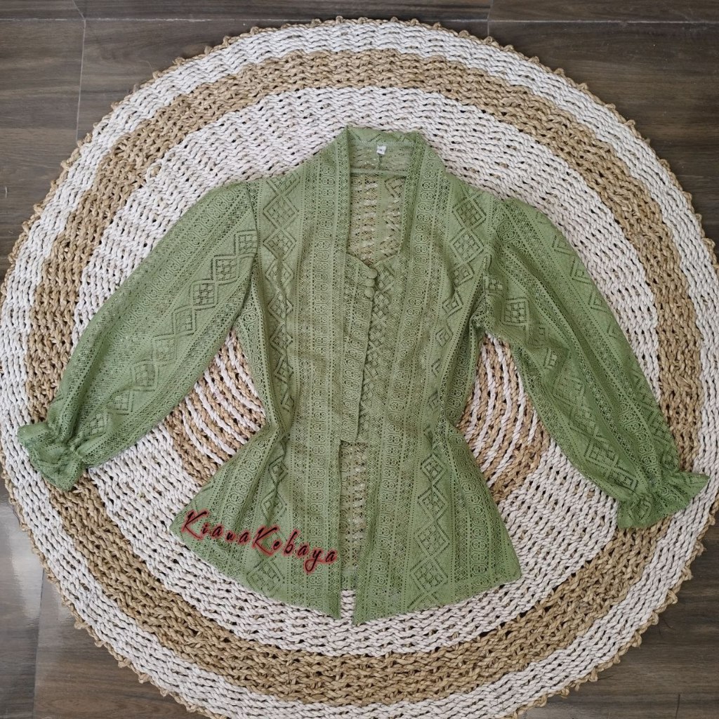 (HANYA KEBAYA) Baju Kebaya Brokat Malika Bet Pecah Lengan Kerut Bali Wisuda Modern Murah