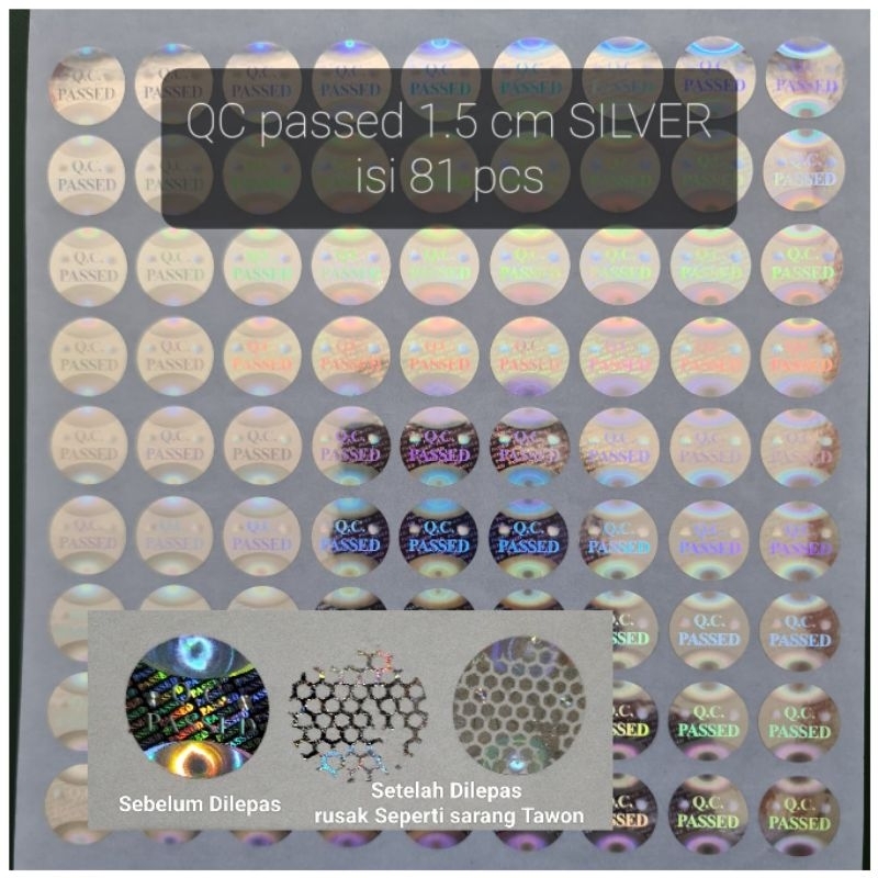 

Stiker Hologram Segel QC PASSED bulat 15 mm
