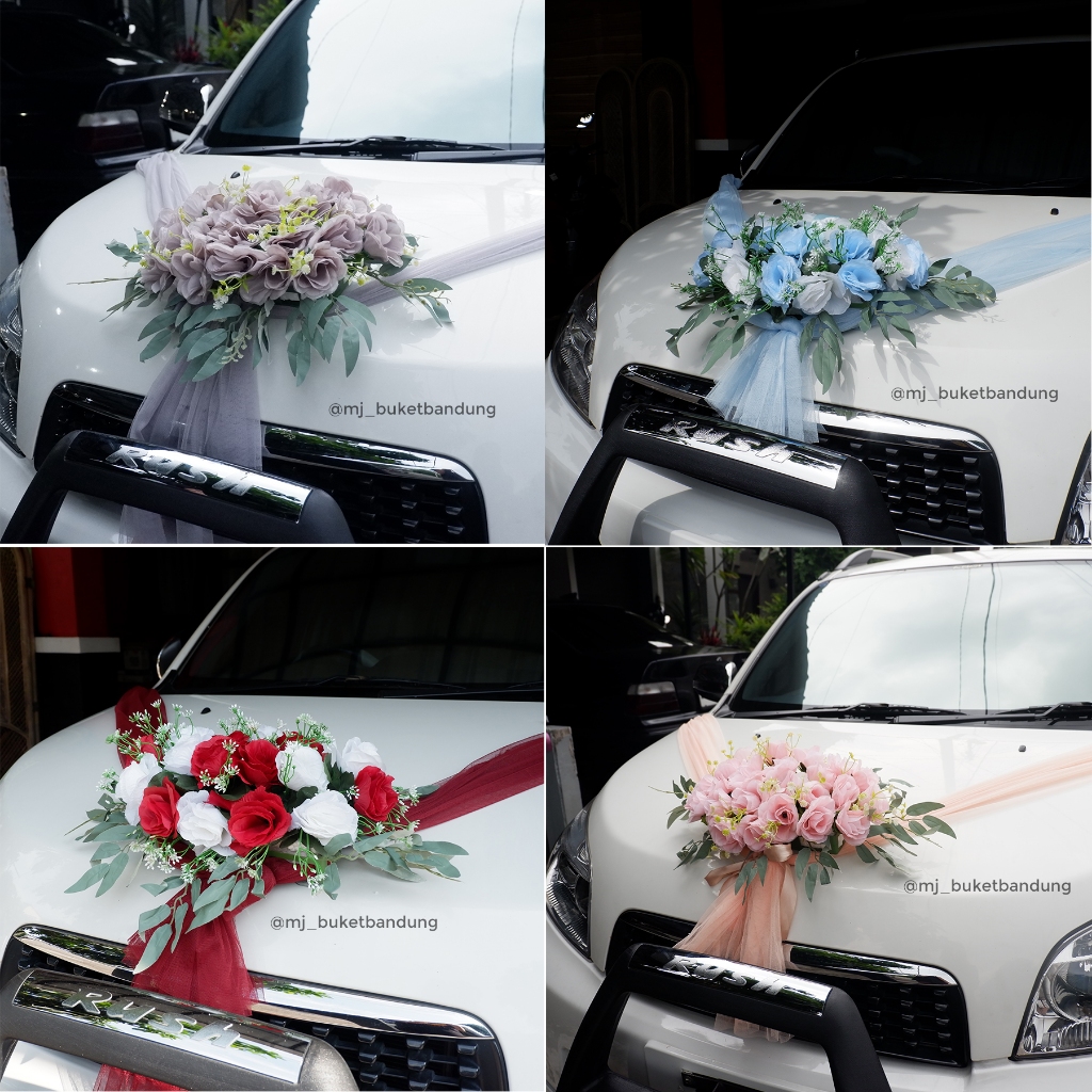 BUNGA MOBIL PENGANTIN HIASAN DEKOR MOBIL PENGANTIN / DEKORASI MOBIL PENGANTIN / HIASAN MOBIL AST