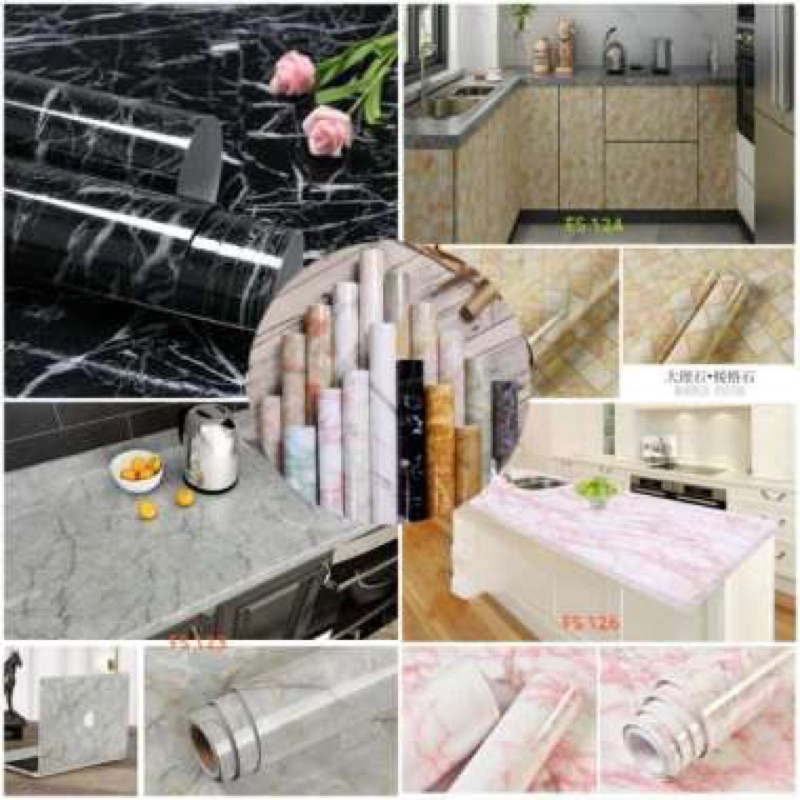 Stiker marmer stiker marble sticker marmer glosy Anti air dan Minyak Untuk meja pintu lantai Anti pa