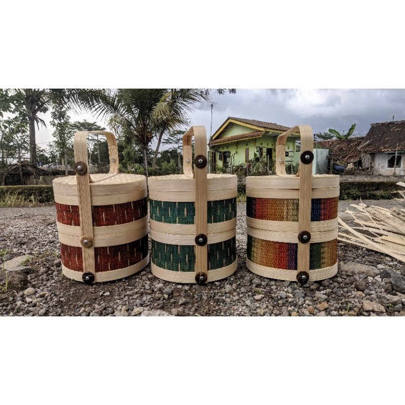 

Ssl09 rantang/hampers keranjang bambu anyaman padi