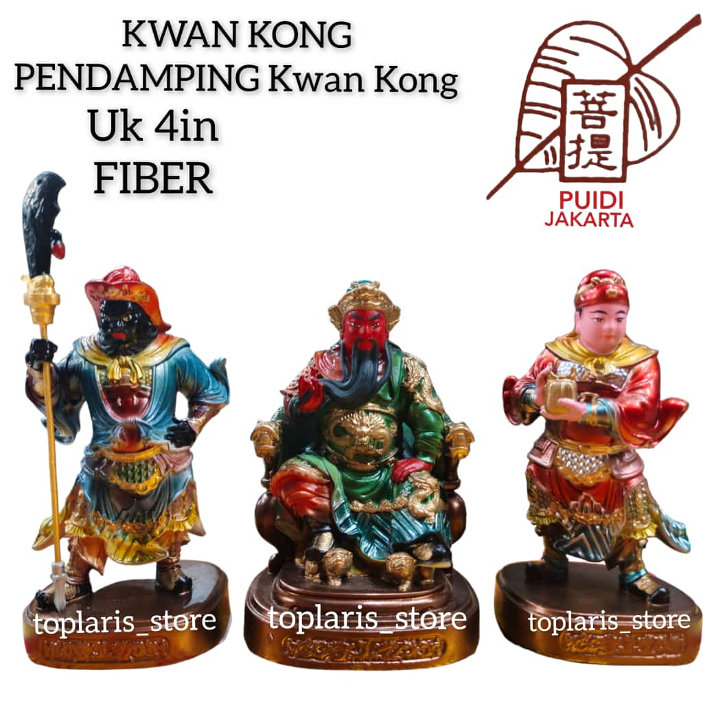 Patung Kwan Kong Set 4in Fiber