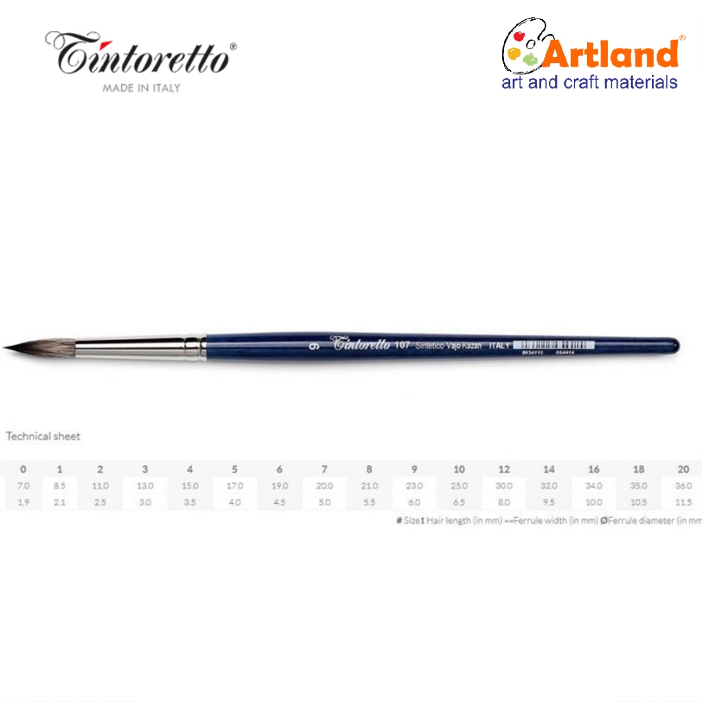 

Tintoretto Round brush synthetic squirrel series 107 / Kuas Round