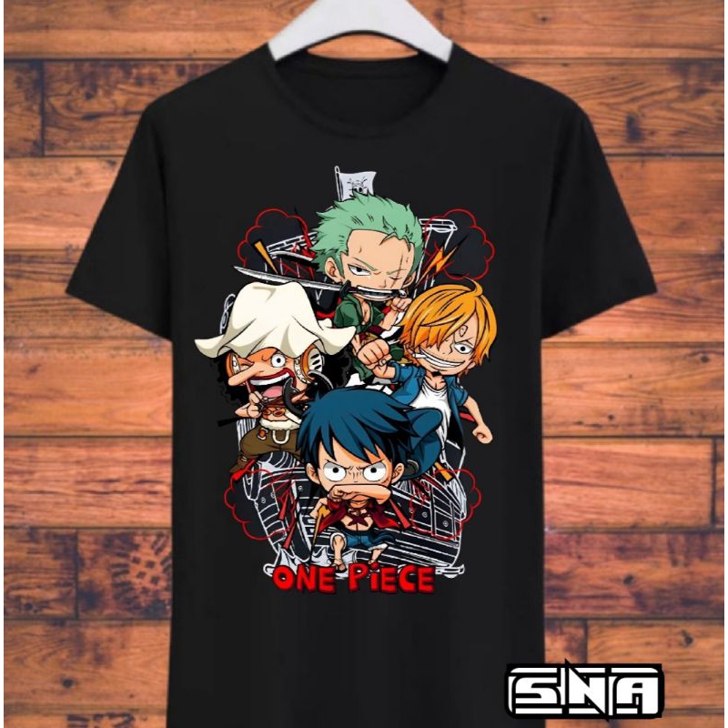 Kaos Distro Anime One Piece Luffy 3D Outfit Kualitas Premium Atasan Baju Pria Nyaman