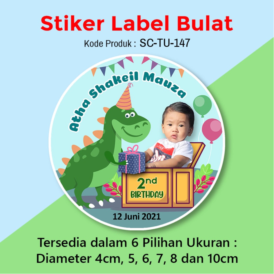 

STIKER LABEL ULANG TAHUN ANAK TUMPENG MINI SOUVENIR DINOSAURUS LUCU