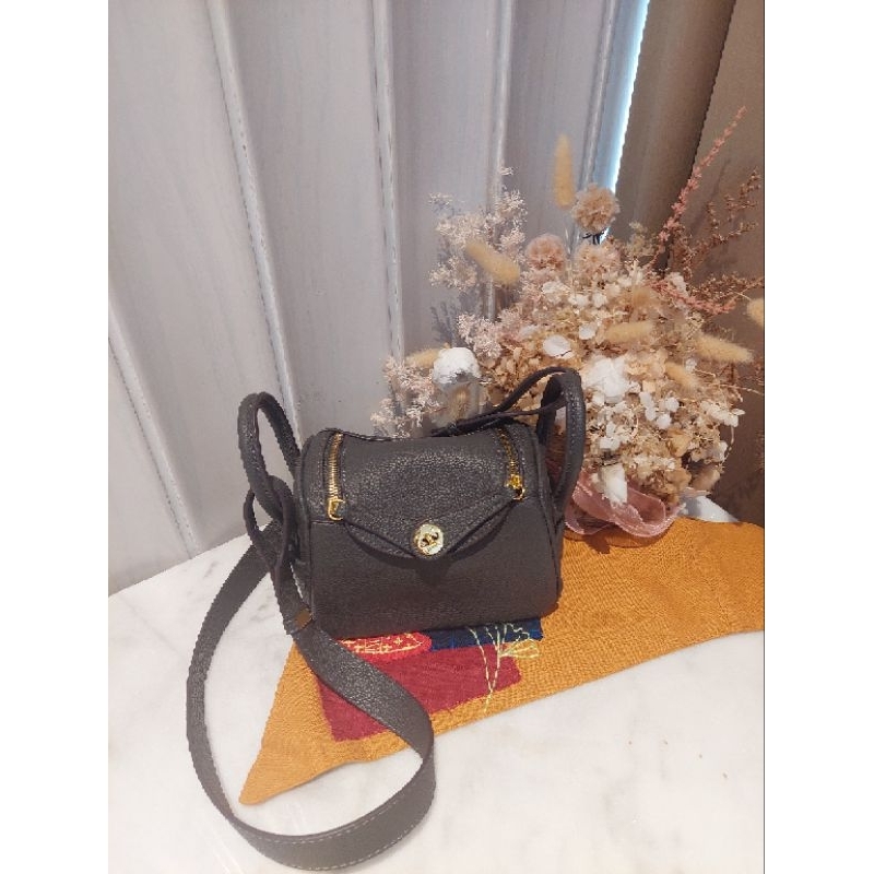 Tas Selempang Hermes Lindy wanita Warna Abu abu