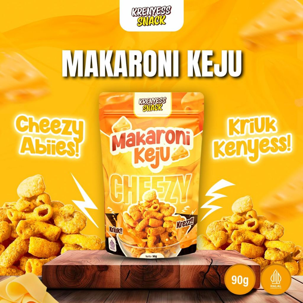 

Makaroni Krenyess - Makanan Ringan Makaroni Renyah Keju Cheezy Premium