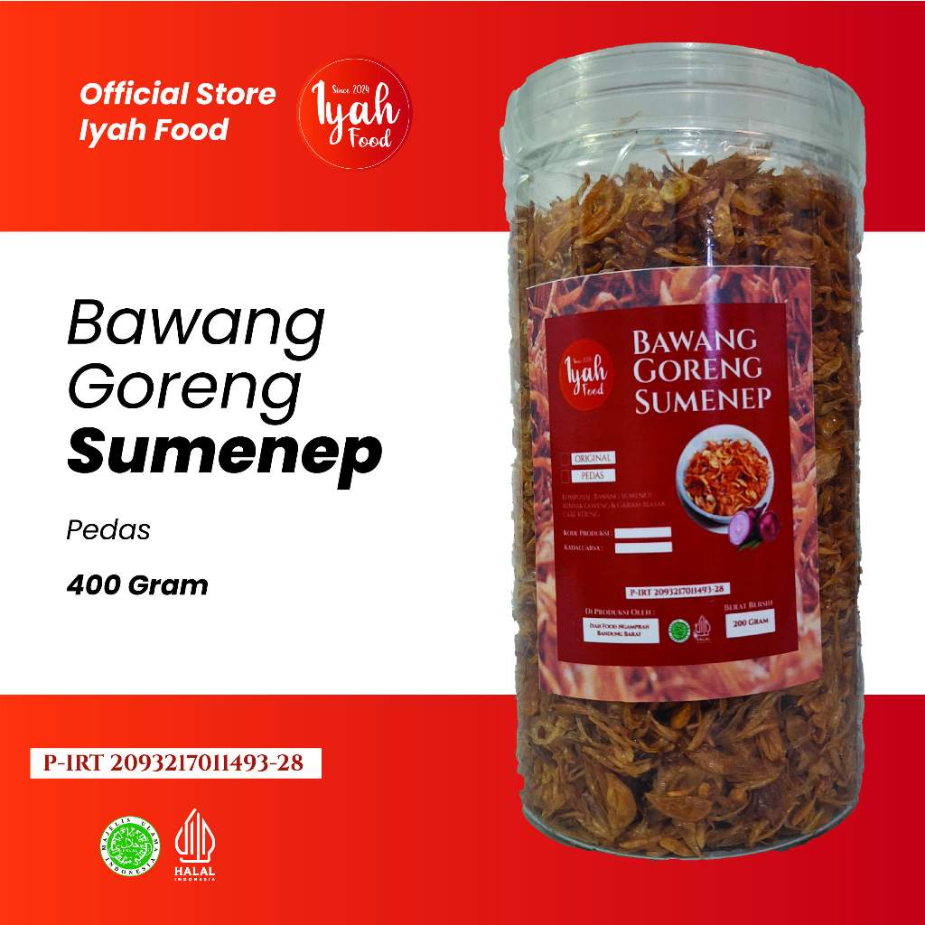 

Iyah Food - Bawang Goreng Kriuk Sumenep Varian Original Asli Tanpa Tepung - 400 Gram