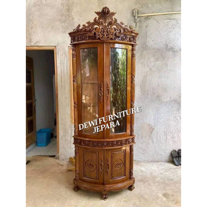 lemari sudut ukiran lemari pajangan lemari hias