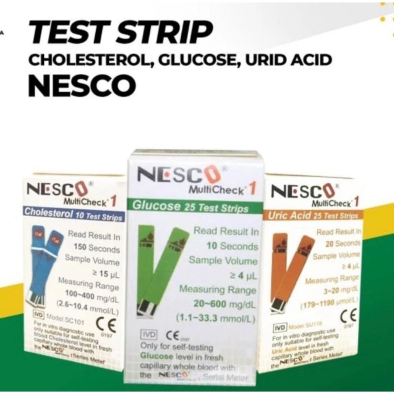 NESCO strip tes cek gula darah, asam urat & kolesterol