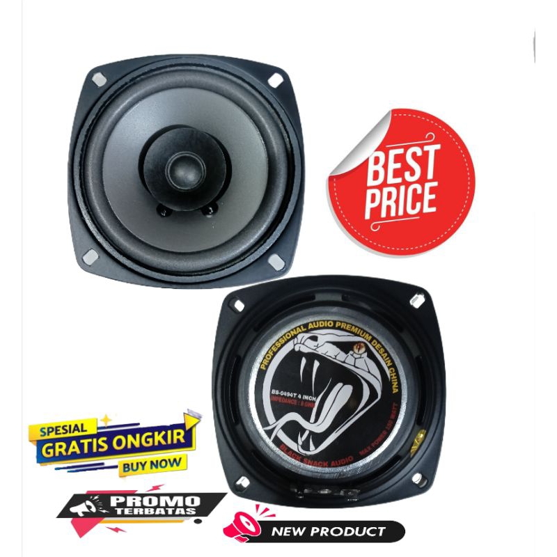 Speaker 4 inch component full range black snake