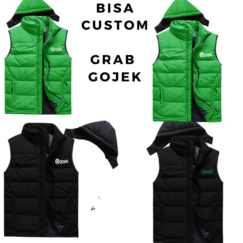 Promo Rompi Kupluk Grab Gojek Pria Wanita,Grab Bike Gojek Ojol Ojek Rompi Grab Rompi Gojek Terbaru T