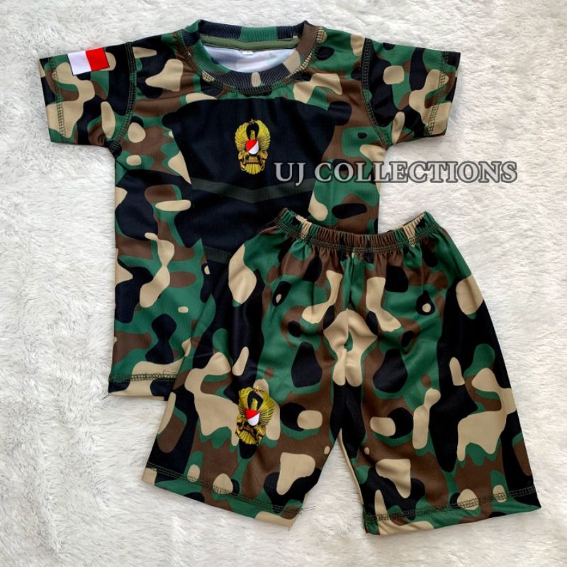 SETELAN JERSEY ANAK TANGAN PENDEK MOTIF LORENG KKO - JERSEY ANAK LORENG TNI - SETELAN JERSEY KIDS AR