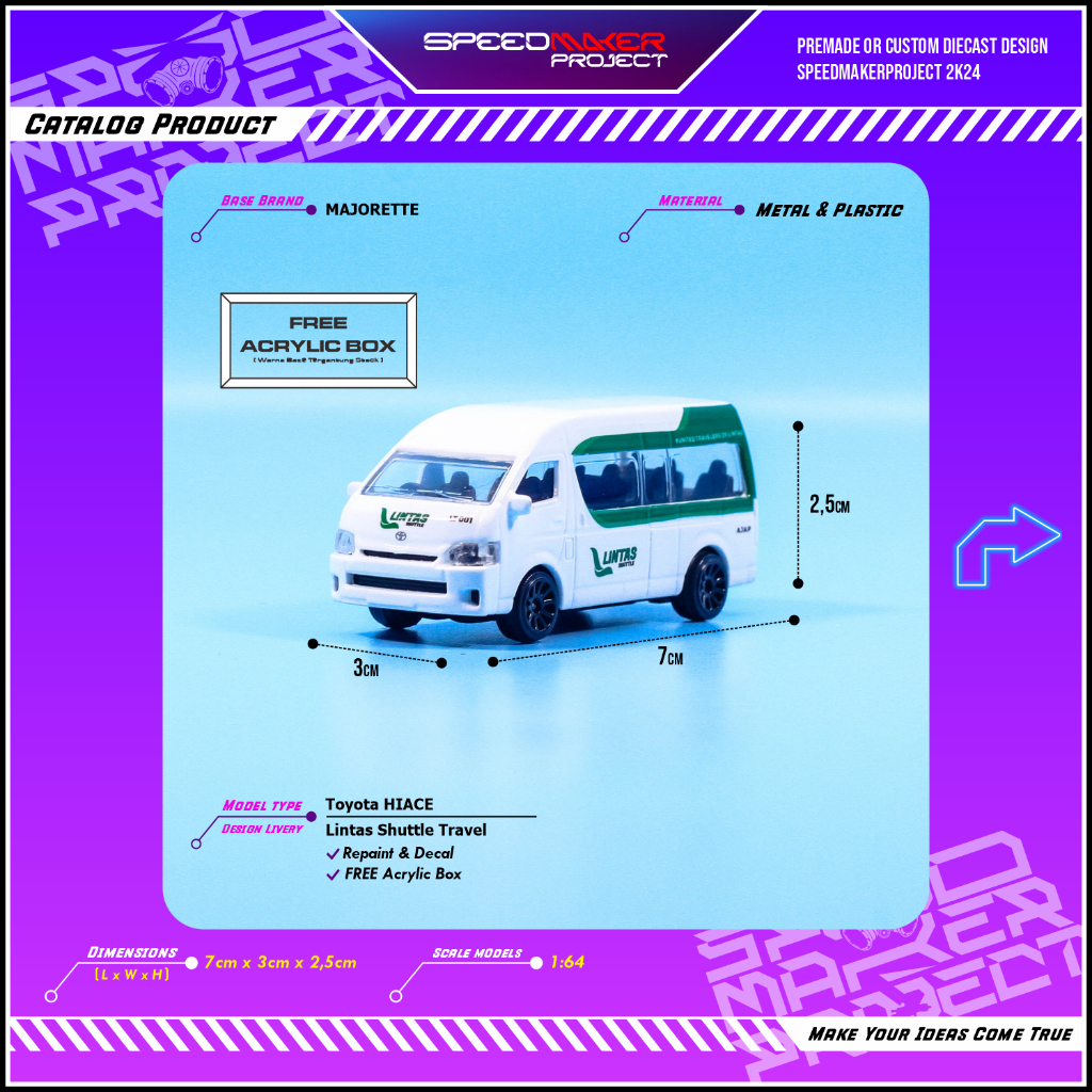 Majorette Custom Toyota Hiace Lintas Shuttle Travel Diecast Miniatur Replika Mobil 1:64
