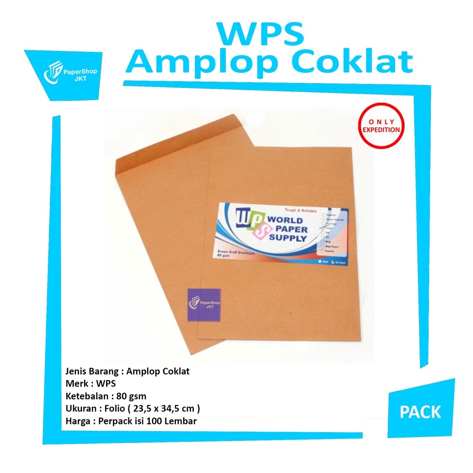 

WPS Amplop Coklat Ukuran Folio 235 x 345 cm Pack ART U7N1