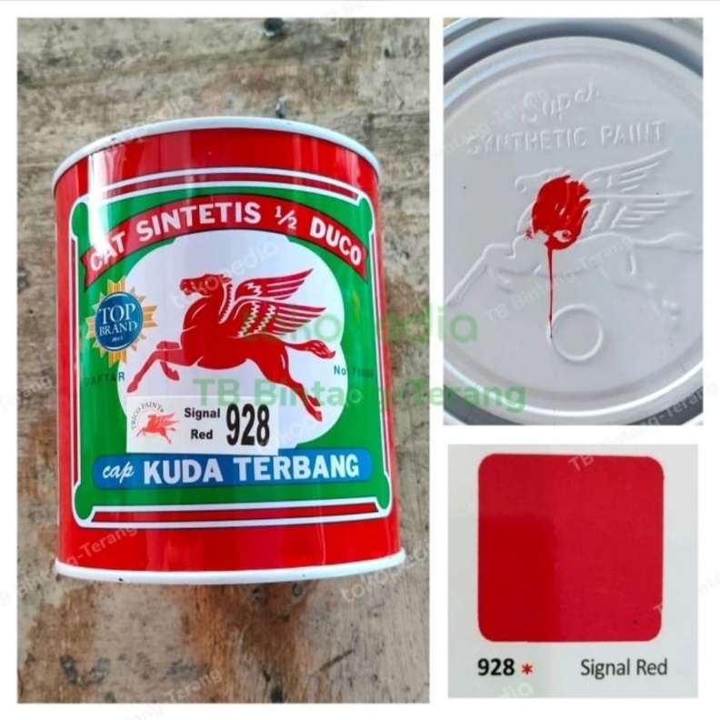

Kuda Terbang 928 Signal Red Cat Minyak Besi Kayu Warna Merah 1 Kg ART K2C3