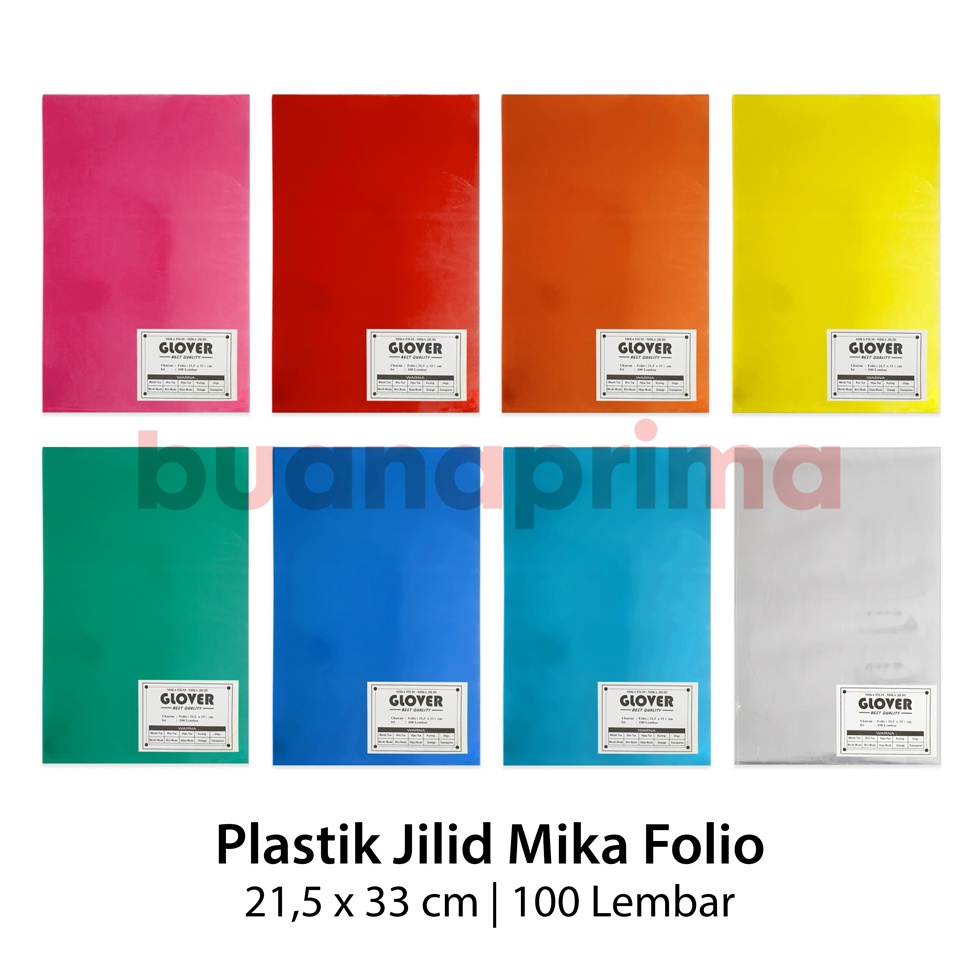 

Plastik Mika F4 Isi 1 Cover Jilid Warna Folio Kuning Merah Biru Hijau Bening Putih ART L7L3