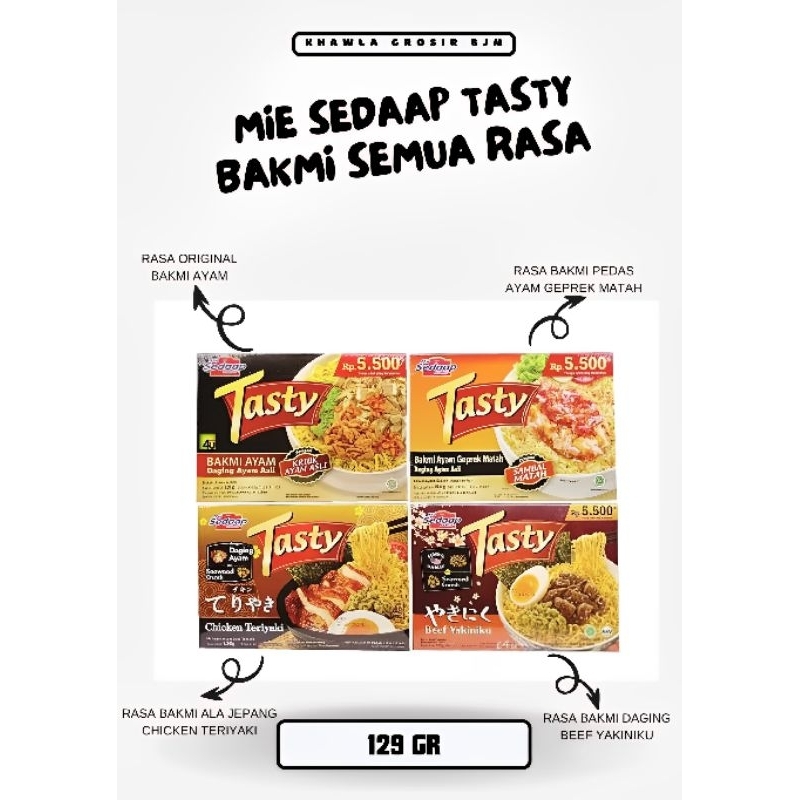 

BAKMI INSTAN MEWAH SEDAAP TASTY AYAM GEPREK SAMBAL MATAH CHICKEN TERIYAKI DAGING BEEF YAKINIKU 129GR