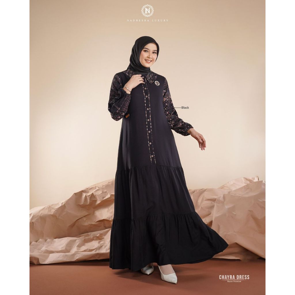 CHAYRA DRESS | Nadheera terbaru | Dress hitam elegant | gamis moderen
