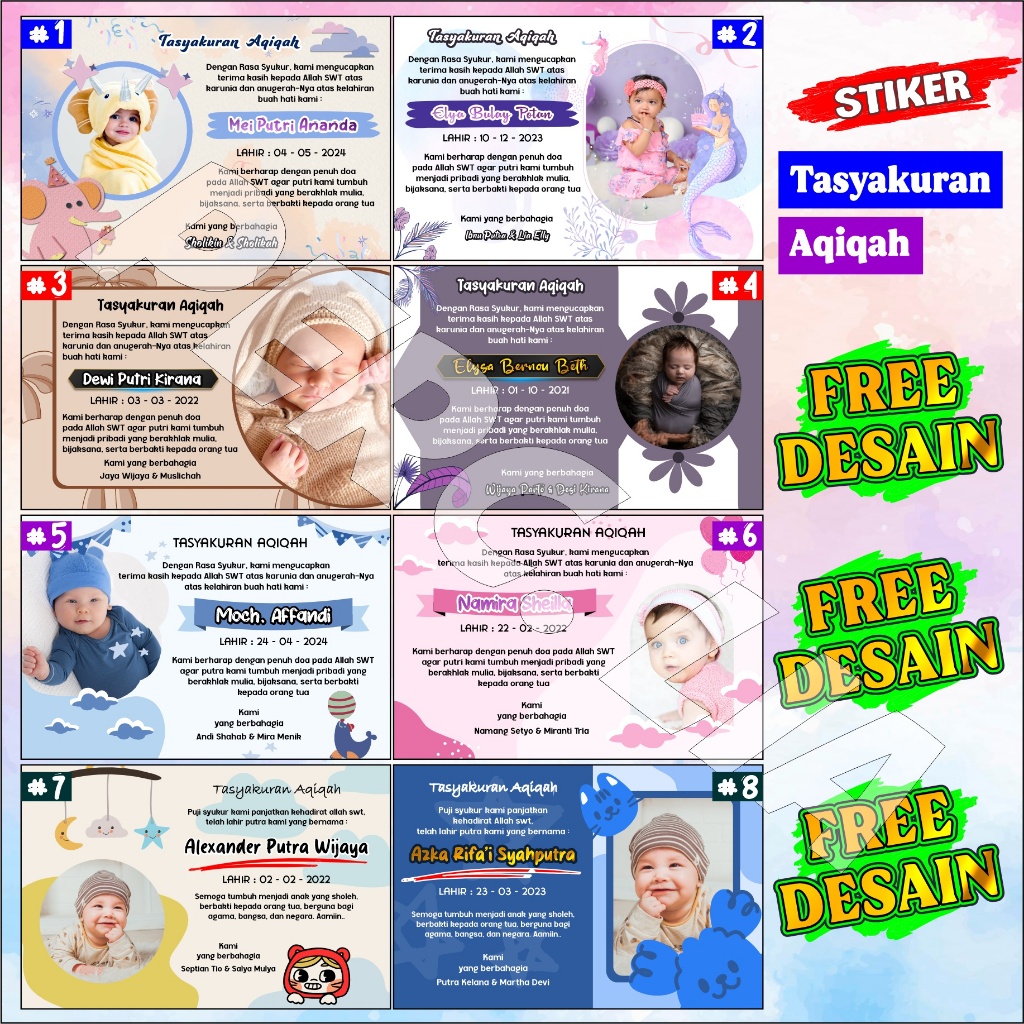 

Stiker Ucapan Tasyakuran - Aqiqah, dll - Stiker Bontax/Vynil Susu - Anti Air/Non Anti - Free Desain - [custom stiker]