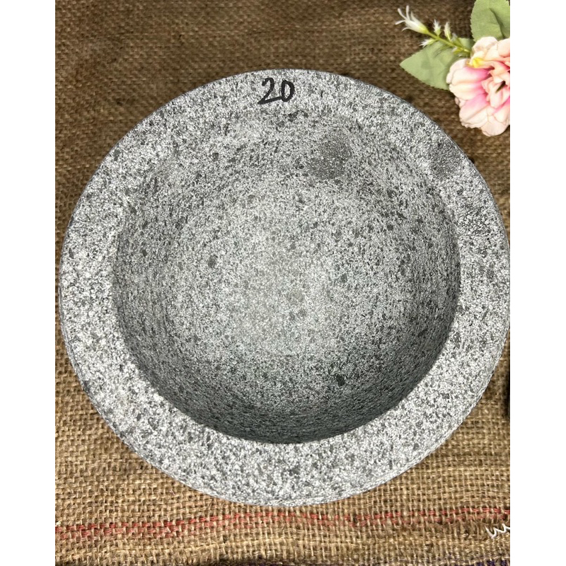 Lumpang Batu asli 20cm plus tumbukan