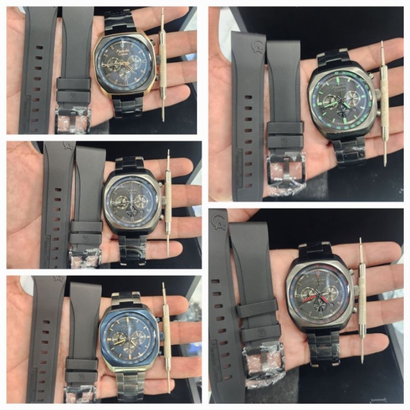 jam tangan prria alexandre christie ac6666 set man bonus rubber strap 6666 original garansi resmi