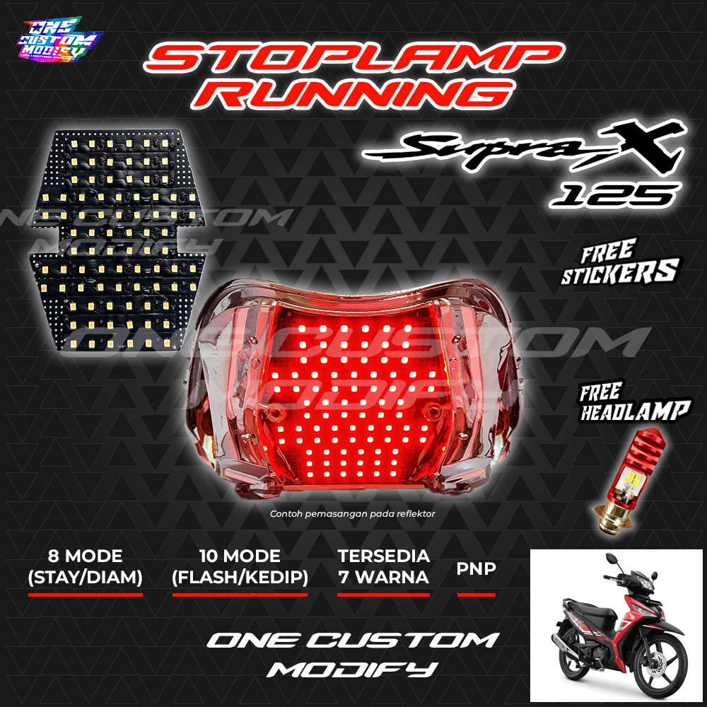 STOPLAMP RUNNING SUPRA X 125 LAMPU REM LED BELAKANG TAILIGHT MOTOR VARIASI ONE CUSTOM MODIFY