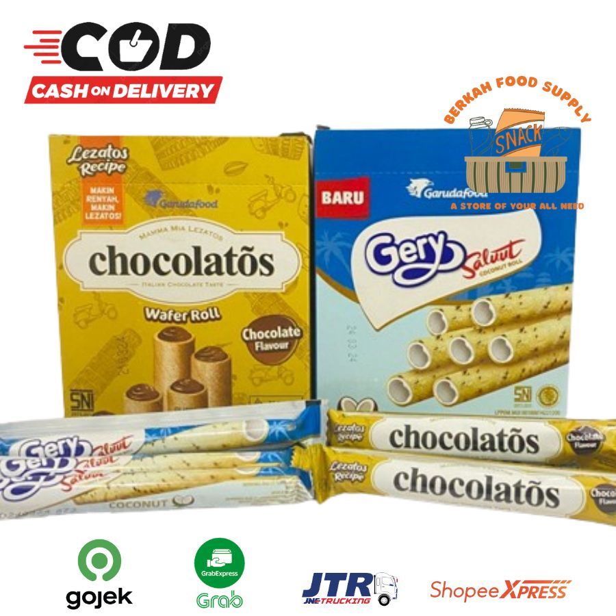 

[BERKAH] GERY CHOCOLATOS Roll Gery Salut Saluut 1 box 24 pcs Coklat Coconut Roll All Varian Rasa