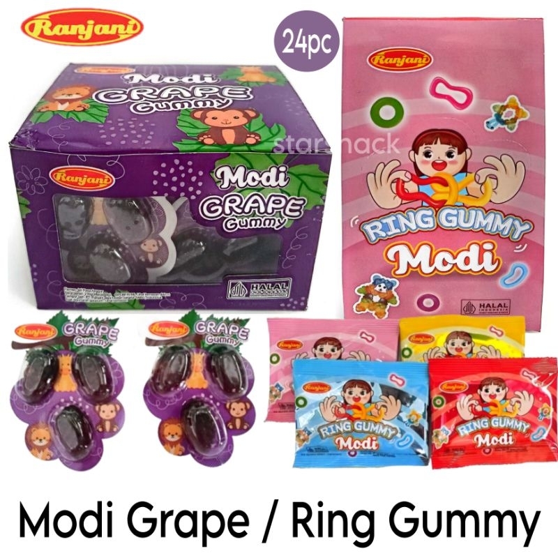 

Ranjani permen modi Grape Ring gummy cincin jeli isi 24pc