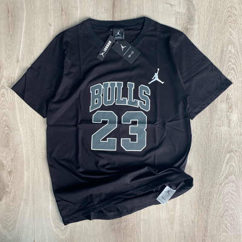 Baju Basket Pria Bulls 23 x Jordan Kaos Chicago Bulls Tshirt Jordan 23 Black