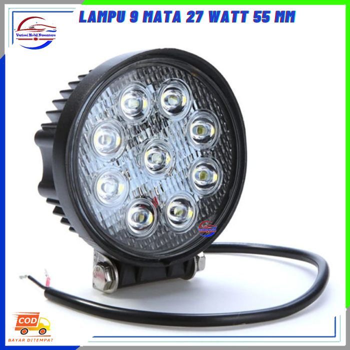 Lampu Led Tembak Sorot Kabut Depan Bulat 9 Mata Variasi Mobil 12 Volt