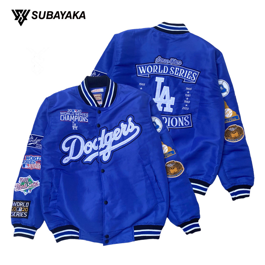 SUBAYAKA - Varsity Jacket Baseball Full Bordir Dodgers Blue Vintage