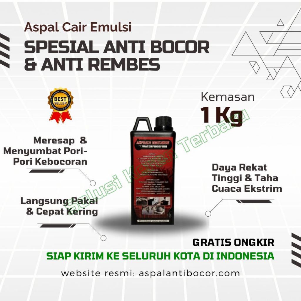 Aspal Cair Anti Bocor 1 Kg Pelapis Bocor Dak Beton dan Dinding Distributor Bandung