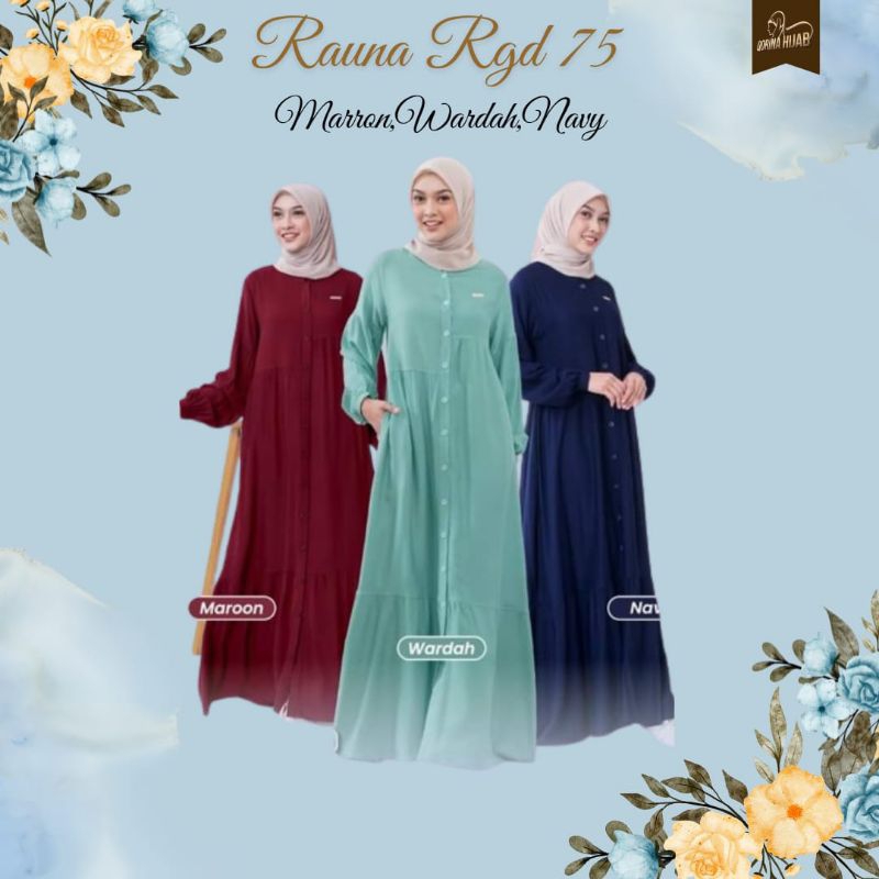 Baju gamis rauna / rauna RGd 75 / gamis rayon / gamis polos / gamis daily