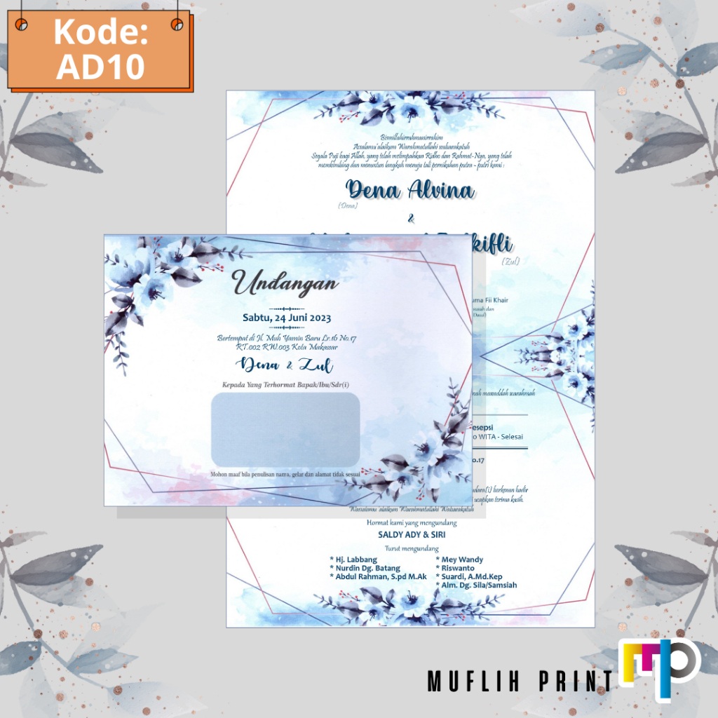 Blangko Undangan Pernikahan Kosong Murah + Amplop Undangan AD10