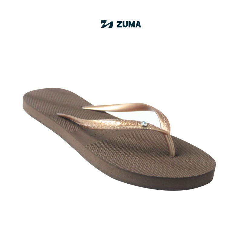 Sandal Zuma Ladies Classic Metalic Brown/ Sandal Jepit Karet Cewek