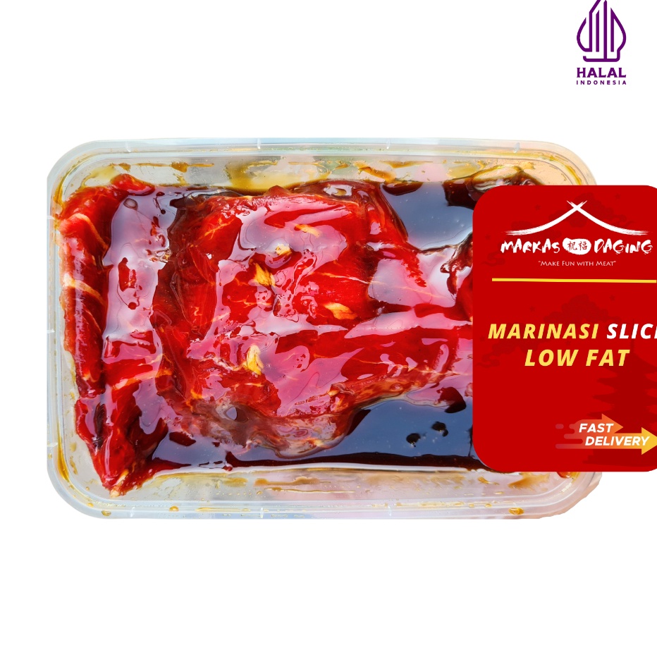

DiSkon MARINASI LOWFAT slice beef daging sapi marinasi HALAL