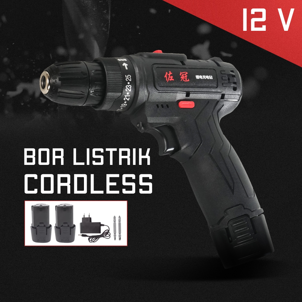 Bor Listrik Cordless Lithium Battery Rechargeable 12V