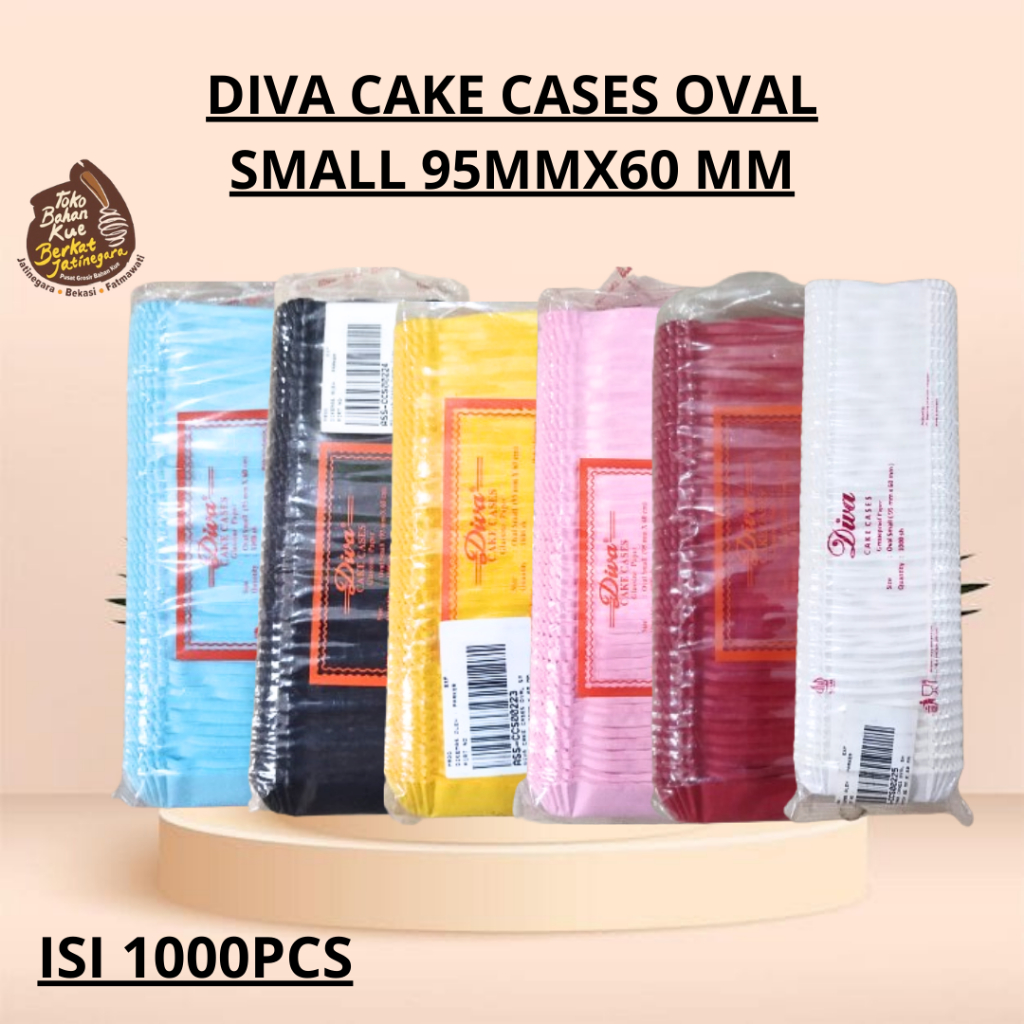 DIVA CAKE CASES OVAL SMALL WARNA / CUP CASES DIVA OVAL 95MM X 60 MM / 1000