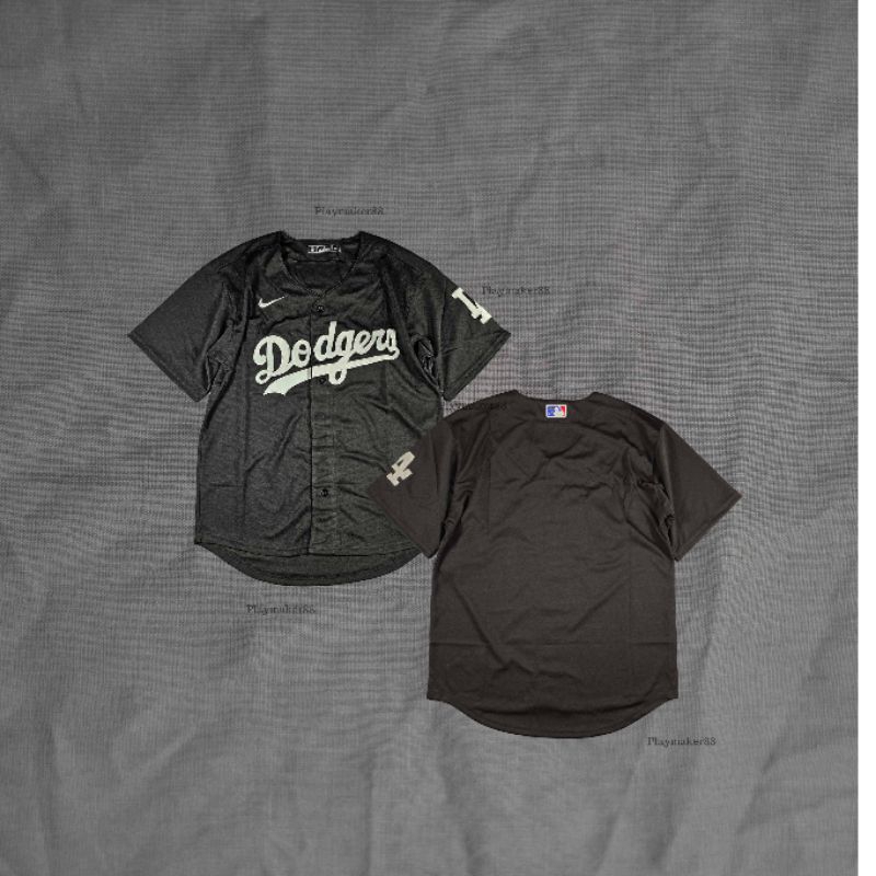 BORDIR Baju Jersey Baseball Los Angeles LA Dodgers Hitam Bordir